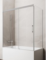 Mampara bañera angular GME Basic Níquel - 1 fijo y 1 corredera sin perfil inferior