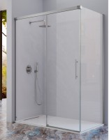 Mampara de ducha angular - plata mate 1 fijo + 1 puerta corredera + 1 fijo lateral URBAN de Kassandra