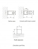 Detalle perfilería Mampara plegable oro cepillado - Nardi con bisagras de Kassandra