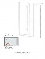 Croquis Mampara ducha plegable y fijo - Nardi oro cepillado de Kassandra