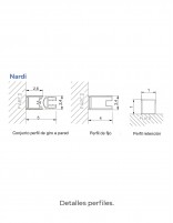 Detalles perfiles Mampara ducha plegable y fijo - Nardi oro cepillado de Kassandra