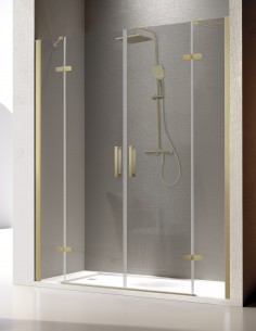 Mampara frontal - 2 Fijos + 2 Puertas abatibles Nardi oro cepillado de Kassandra