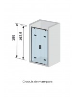Croquis Mampara frontal - 2 Fijos + 2 Puertas abatibles Nardi oro cepillado de Kassandra