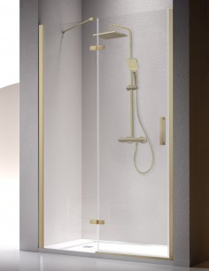 Mampara ducha frontal fijo abatible - Nardi Oro cepillado de Kassandra