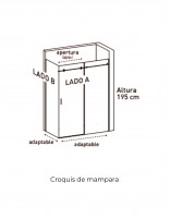 Croquis Mampara negra - 1 puerta + 1 fijo + 1 fijo lateral Mijas