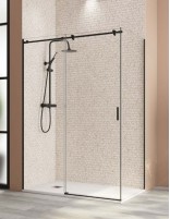 Mampara negra - 1 puerta + 1 fijo + 1 fijo lateral Mijas