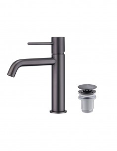 Pack Grifo de lavabo - negro/black gun metal Monza + Válvula click-clack de Imex 2