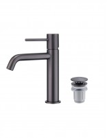 Pack Grifo de lavabo - negro/black gun metal Monza + Válvula click-clack de Imex