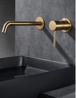 Pack Grifo de lavabo empotrado - oro cepillado/oro rosa cepillado Monza + Válvula click-clack de Imex