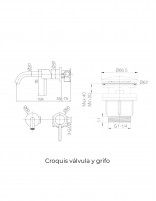 Croquis Pack Grifo de lavabo empotrado - negro/black gun metal Monza + Válvula click-clack de Imex