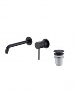 Pack Grifo de lavabo empotrado - negro/black gun metal Monza + Válvula click-clack de Imex