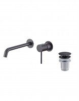 Pack Grifo de lavabo empotrado - negro/black gun metal Monza + Válvula click-clack de Imex