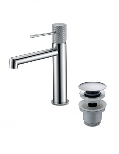 Pack Grifo de lavabo - cromo/níquel cepillado Line + Válvula click-clack de Imex