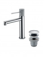 Pack Grifo de lavabo - cromo/níquel cepillado Line + Válvula click-clack de Imex