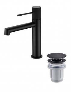 Pack Grifo de lavabo - negro/black gun metal Line + Válvula click-clack de Imex