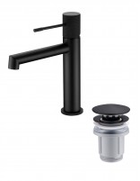 Pack Grifo de lavabo - negro/black gun metal Line + Válvula click-clack de Imex