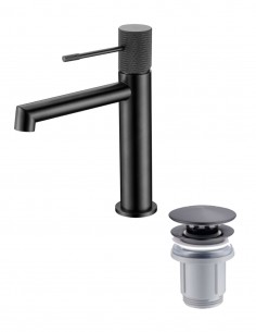 Pack Grifo de lavabo - negro/black gun metal Line + Válvula click-clack de Imex 2