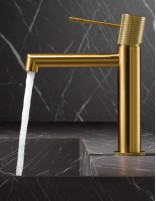 Detalle Pack Grifo de lavabo - oro cepillado/oro rosa cepillado Line + Válvula click-clack de Imex