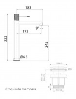 Croquis Pack Grifo de lavabo alto - negro/black gun metal Line + Válvula click-clack de Imex