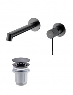 Pack Grifo de lavabo empotrado - negro/black gun metal Line + Válvula click-clack de Imex 2