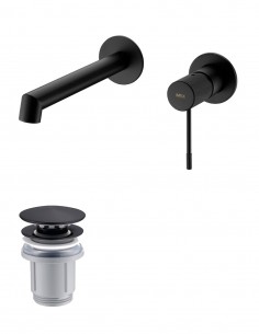 Pack Grifo de lavabo empotrado - negro/black gun metal Line + Válvula click-clack de Imex