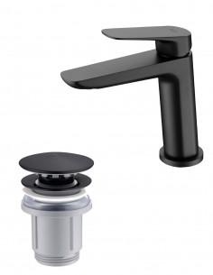 Pack Grifo de lavabo - negro mate Bélgica + Válvula click-clack de Imex