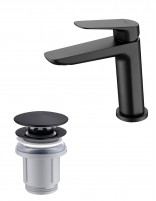 Pack Grifo de lavabo - negro mate Bélgica + Válvula click-clack de Imex