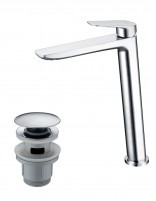 Pack Grifo de lavabo caño alto - cromo Bélgica + Válvula click-clack de Imex