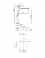 Croquis Pack Grifo de lavabo caño alto - negro mate Bélgica + Válvula click-clack de Imex