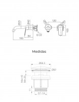 Croquis Pack Grifo de lavabo empotrado - cromo Bélgica + Válvula click-clack de Imex