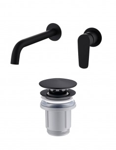 Pack Grifo de lavabo empotrado - negro mate Bélgica + Válvula click-clack de Imex