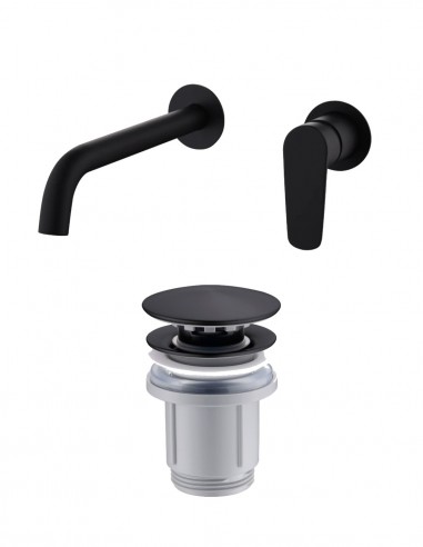 Pack Grifo de lavabo empotrado - negro mate Bélgica + Válvula click-clack de Imex