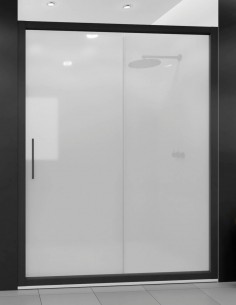 Mampara ducha fija perfil negro modelo DORA de Seviban