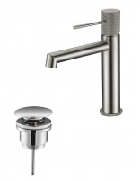 Pack Grifo de lavabo - cromo/níquel cepillado Line + Válvula click-clack de Imex