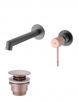 Pack Grifo de lavabo empotrado - gris champagne Line + Válvula click-clack de Imex