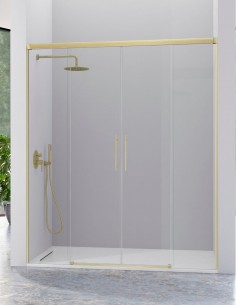 Mampara de ducha oro cepillado 2 fijos + 2 puertas correderas - URBAN de Kassandra