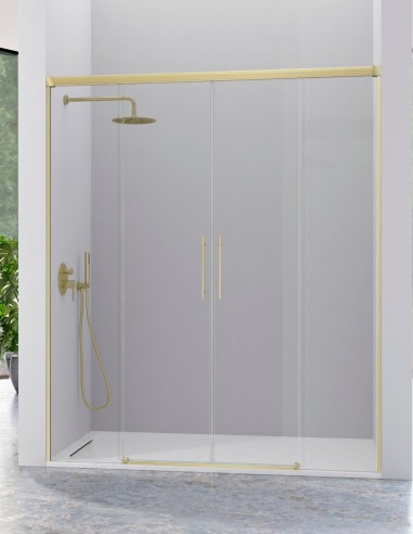 Mampara de ducha oro cepillado 2 fijos + 2 puertas correderas - URBAN de Kassandra