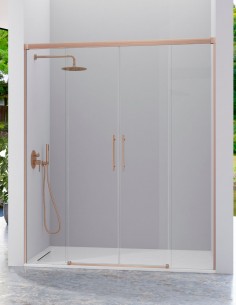 Mampara de ducha bronce cepillado 2 fijos + 2 puertas correderas - URBAN de Kassandra