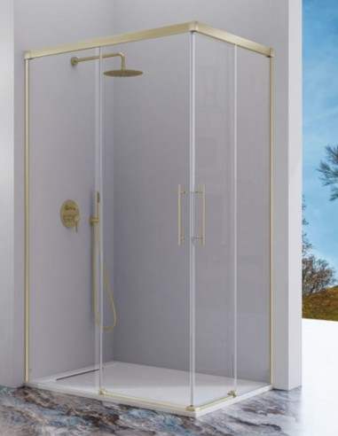 Mampara de ducha angular - oro 2 fijos + 2 puertas correderas URBAN de Kassandra