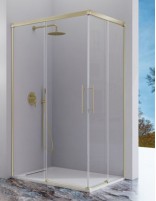 Mampara de ducha angular - oro 2 fijos + 2 puertas correderas URBAN de Kassandra