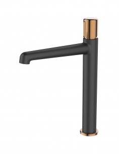 Grifería lavabo alto - Negro Mate /Oro Rosa YANET de Lluvibath