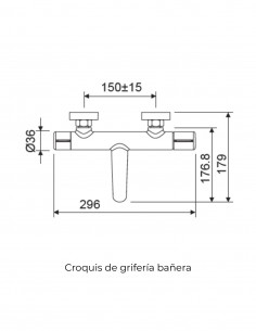 Grifería bañera - Negro Mate /Oro Rosa TÍVOLI de Lluvibath 2