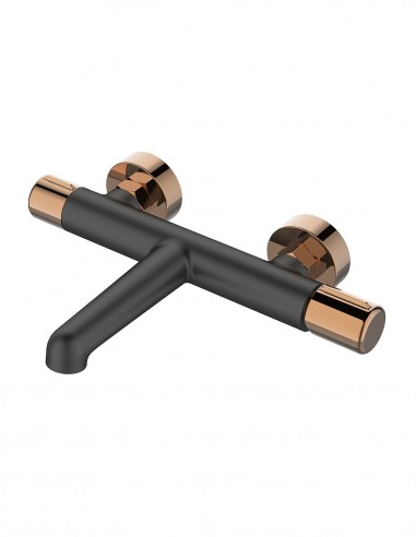 Grifería bañera - Negro Mate /Oro Rosa TÍVOLI de Lluvibath