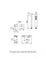 Croquis Conjunto de ducha - con soporte oro YANET de Lluvibath