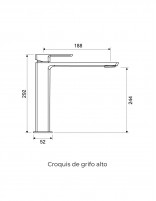 Croquis Grifería lavabo alto dorado - YANET de Lluvibath