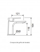 Croquis Grifería lavabo cromo - PADUA de Lluvibath