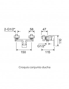 Conjunto ducha cromo - PADUA de Lluvibath 2