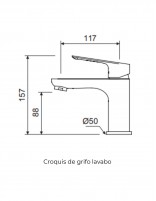 Croquis Grifería lavabo cromo - BASS de Lluvibath
