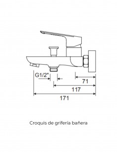 Grifería bañera cromo - BASS de Lluvibath 2