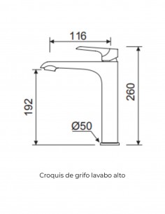 Grifería lavabo alto cromo - DANN de Lluvibath 2